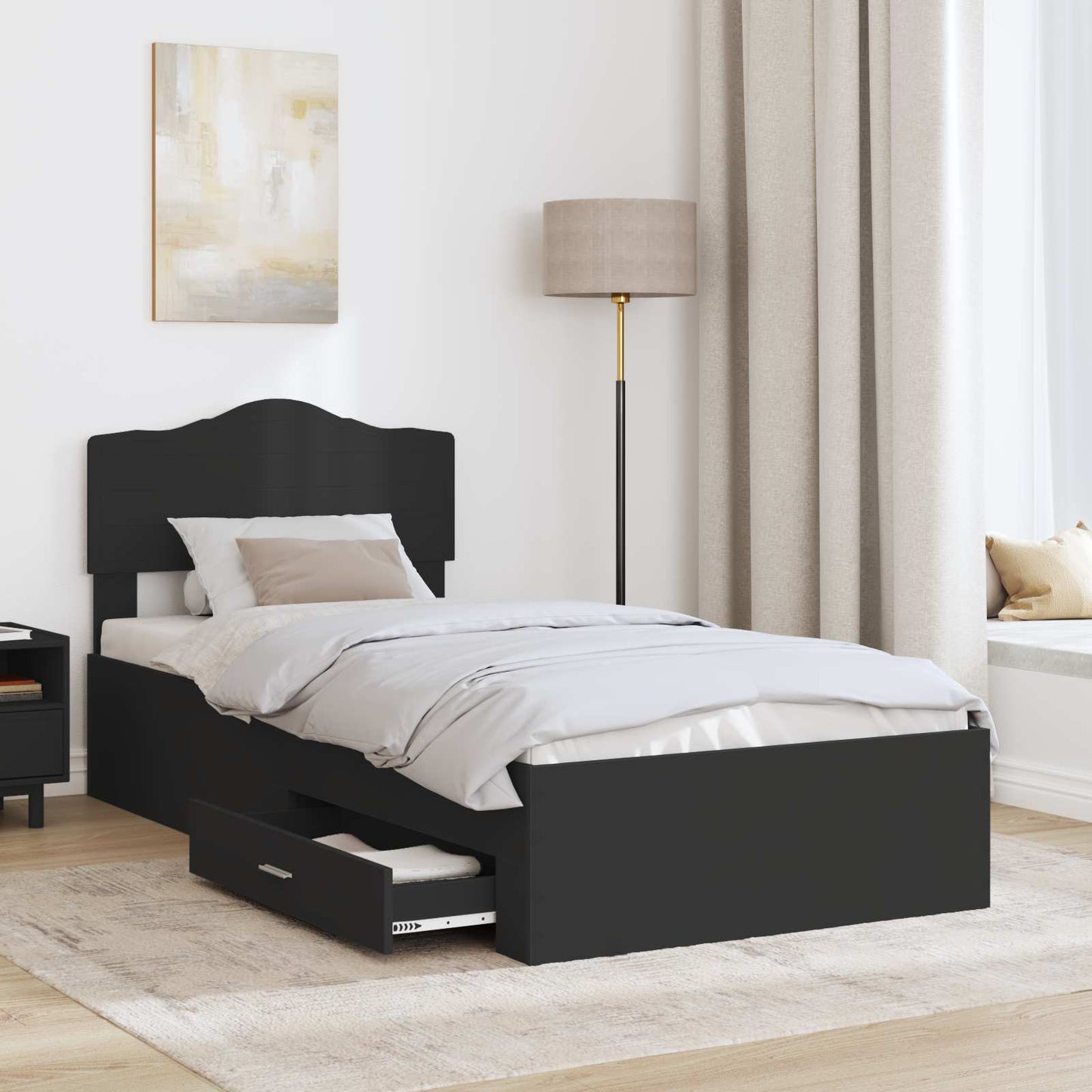 Struttura del letto Nero 70 x 190 cm Legno multistrato | homemem39