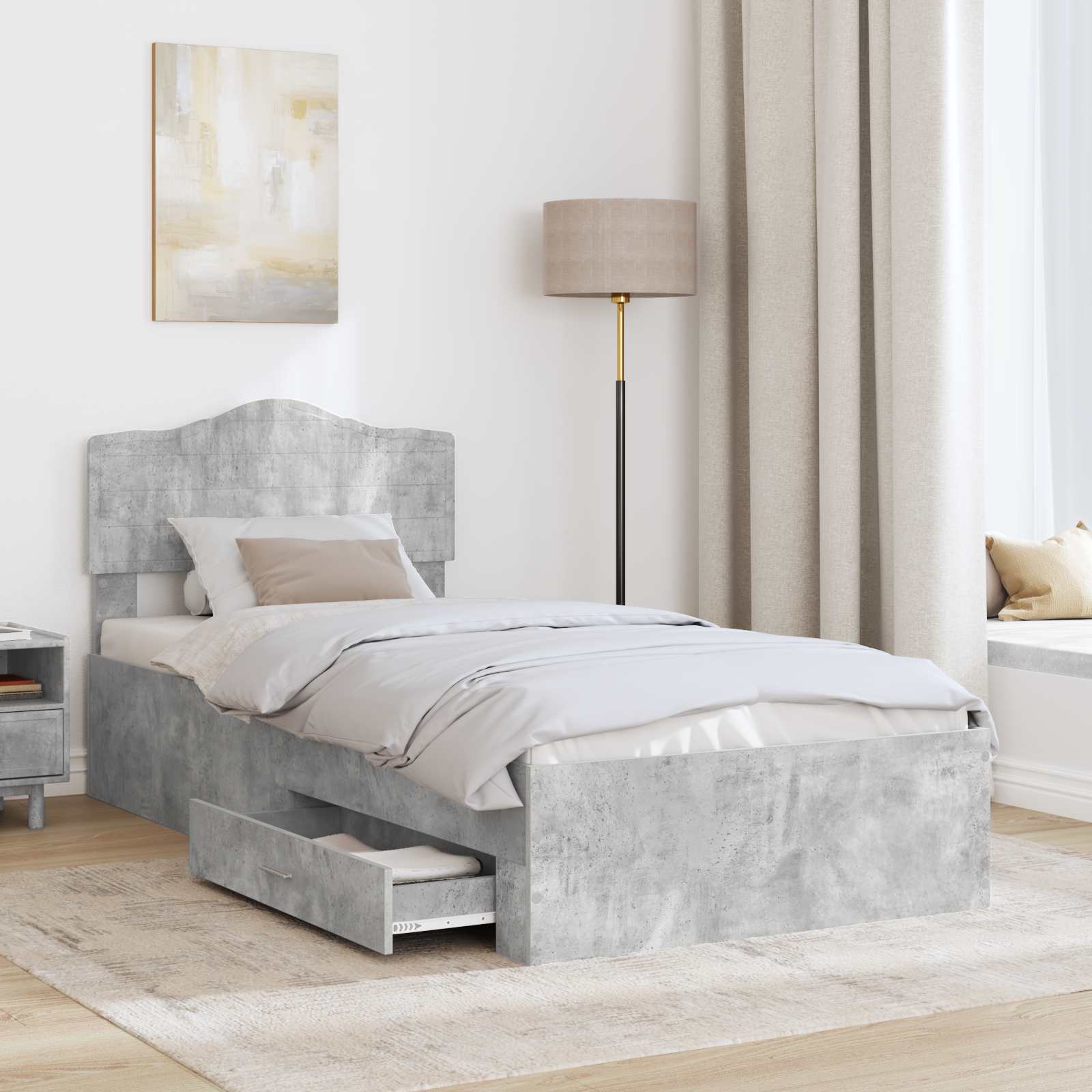 Struttura del letto con testiera Grigio cemento 70 x 190 cm | homemem39