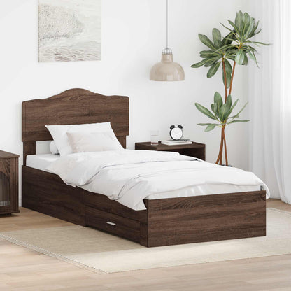 Struttura del letto con testiera Rovere Marrone 70 x 190 cm | homemem39