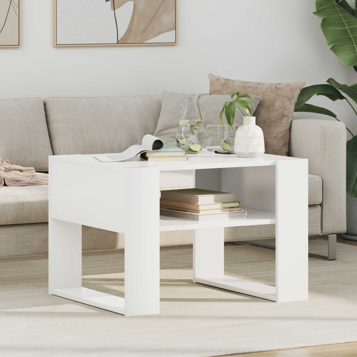 Tavolino da salotto Bianco 66 x 53 x 45 cm Legno multistrato | homemem39