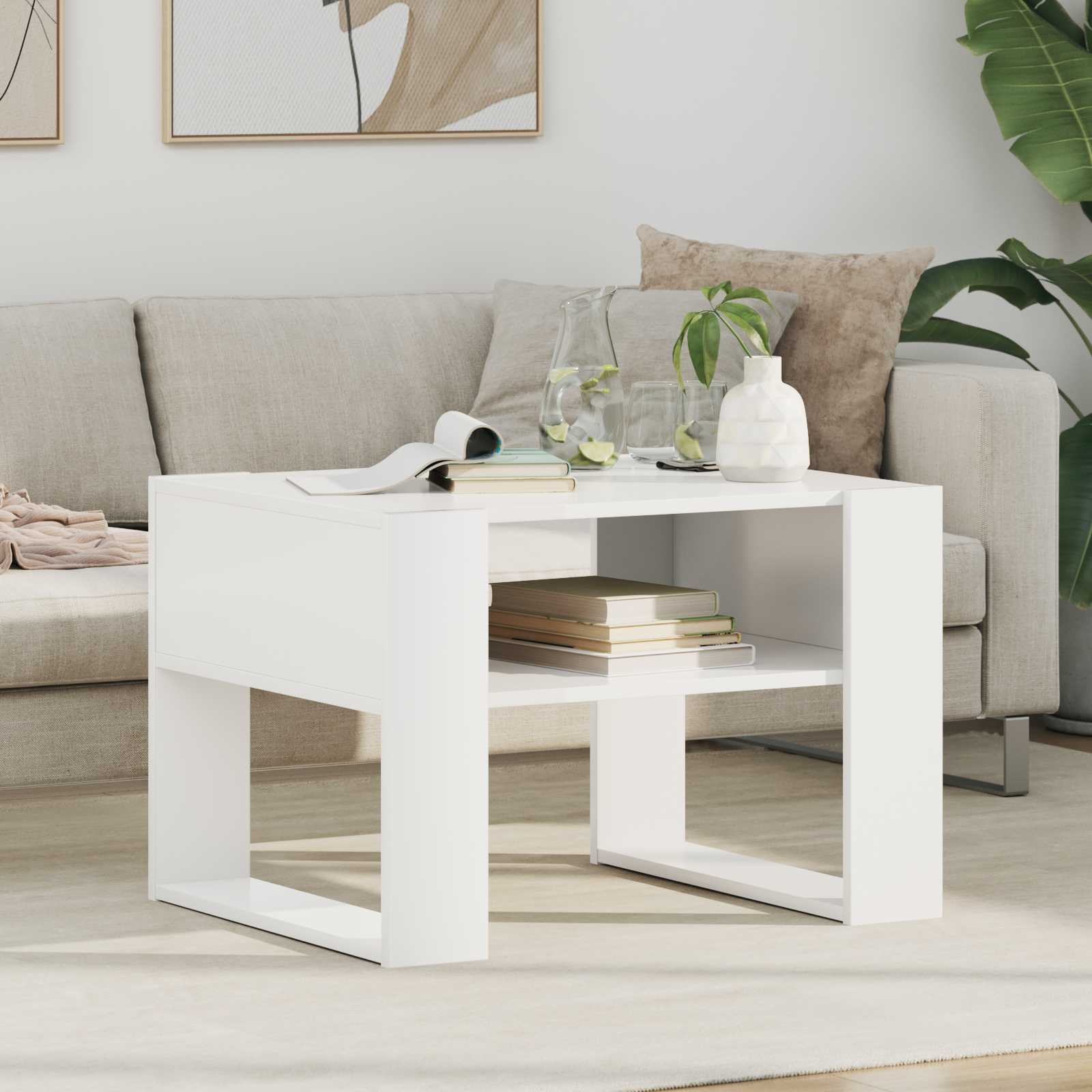 Tavolino da salotto Bianco 66 x 53 x 45 cm Legno multistrato | homemem39