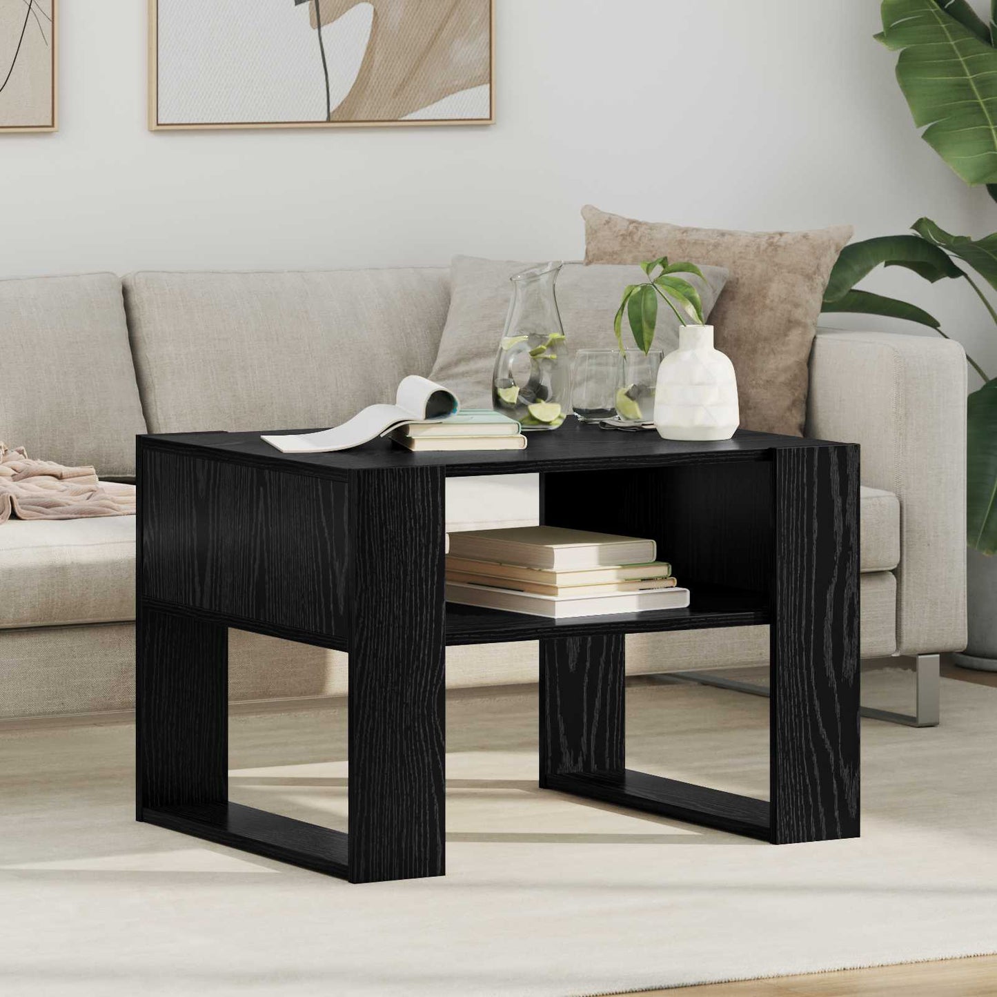 Tavolino da salotto Rovere Nero 66 x 53 x 45 cm | homemem39