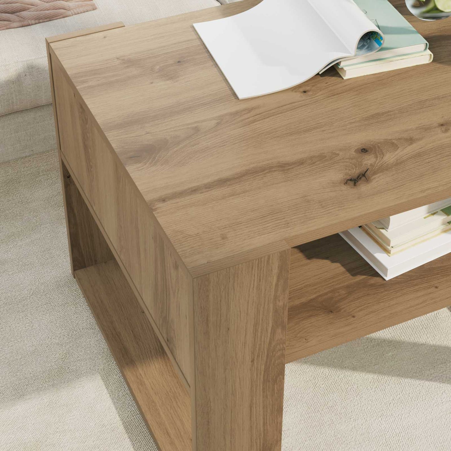 Tavolino da salotto Rovere artigianale 66 x 53 x 45 cm | homemem39