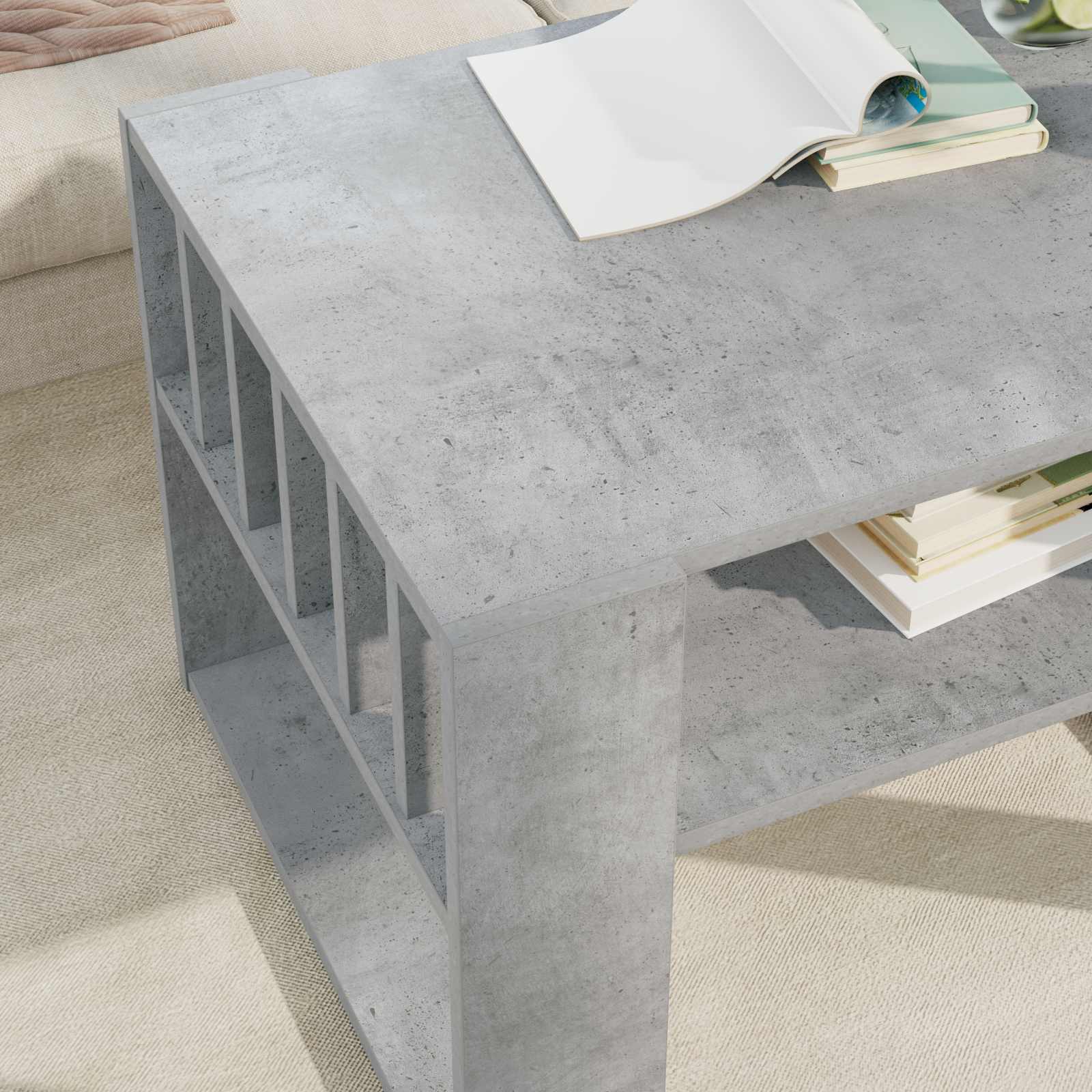 Tavolino da salotto Grigio cemento 66 x 49,5 x 45 cm | homemem39