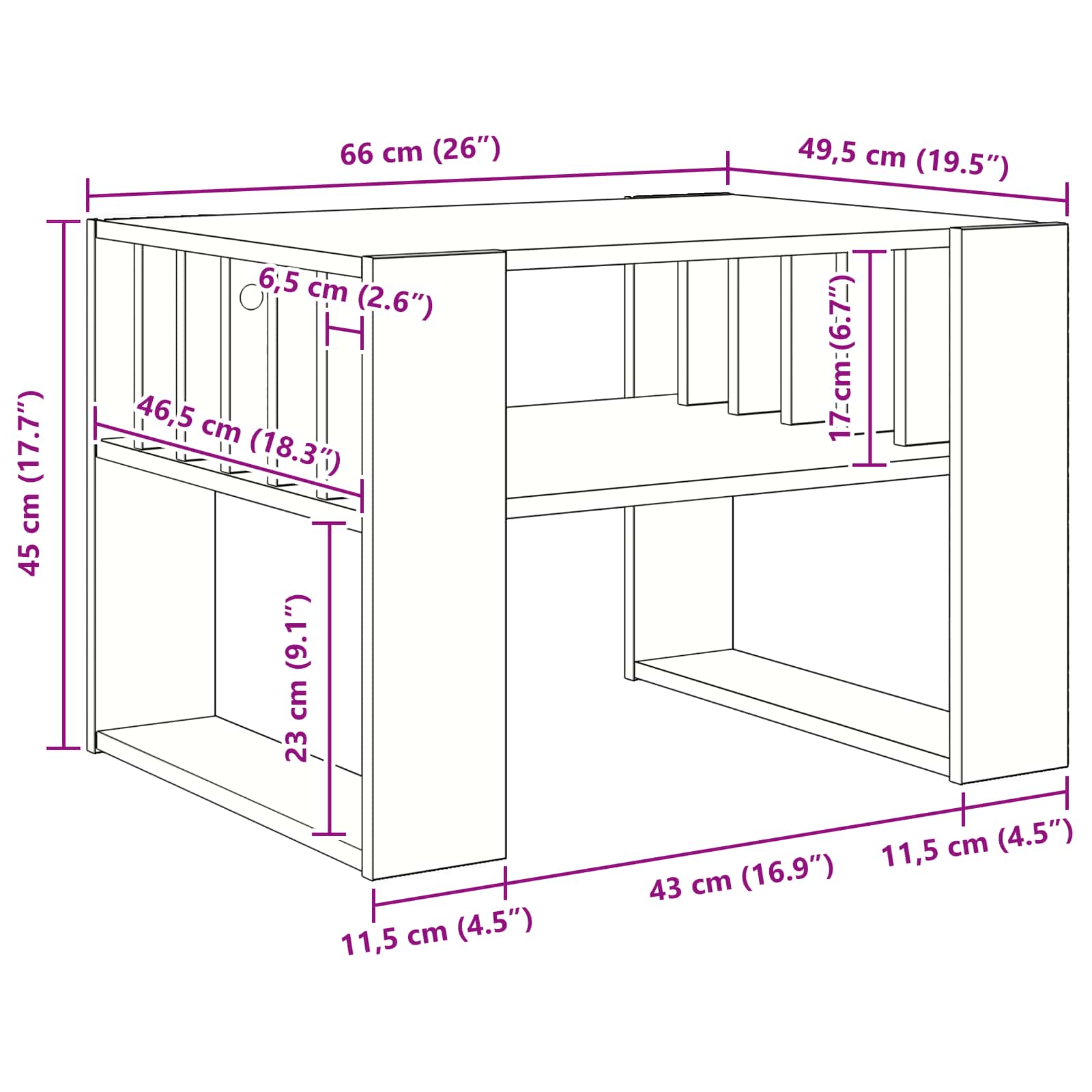 Tavolino da salotto Grigio cemento 66 x 49,5 x 45 cm | homemem39
