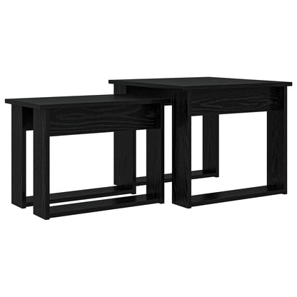 Set di Tavolini da Caffè 2 pcs Rovere Nero Legno multistrato | homemem39