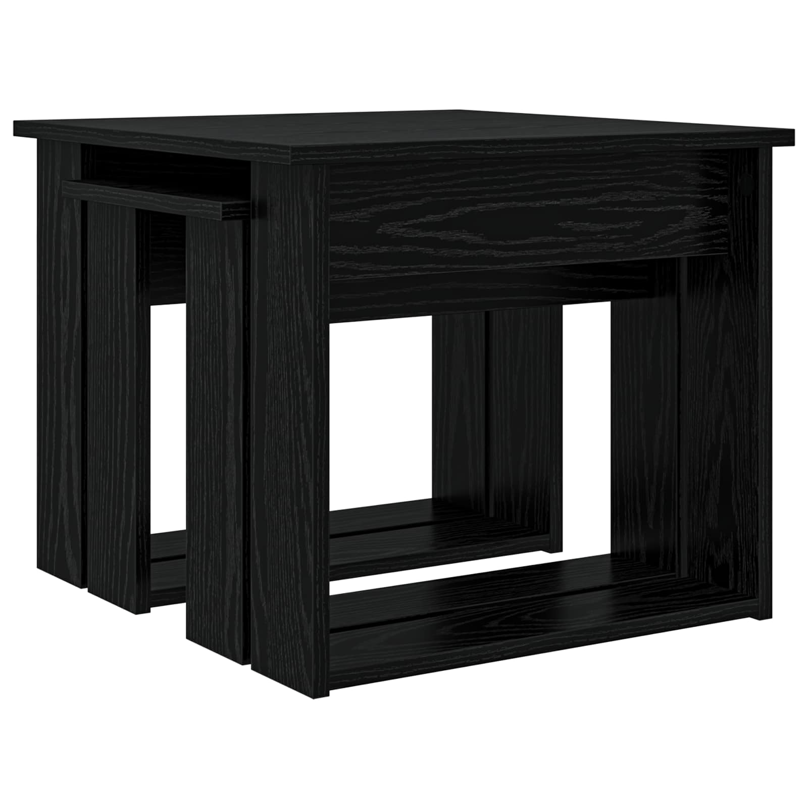 Set di Tavolini da Caffè 2 pcs Rovere Nero Legno multistrato | homemem39