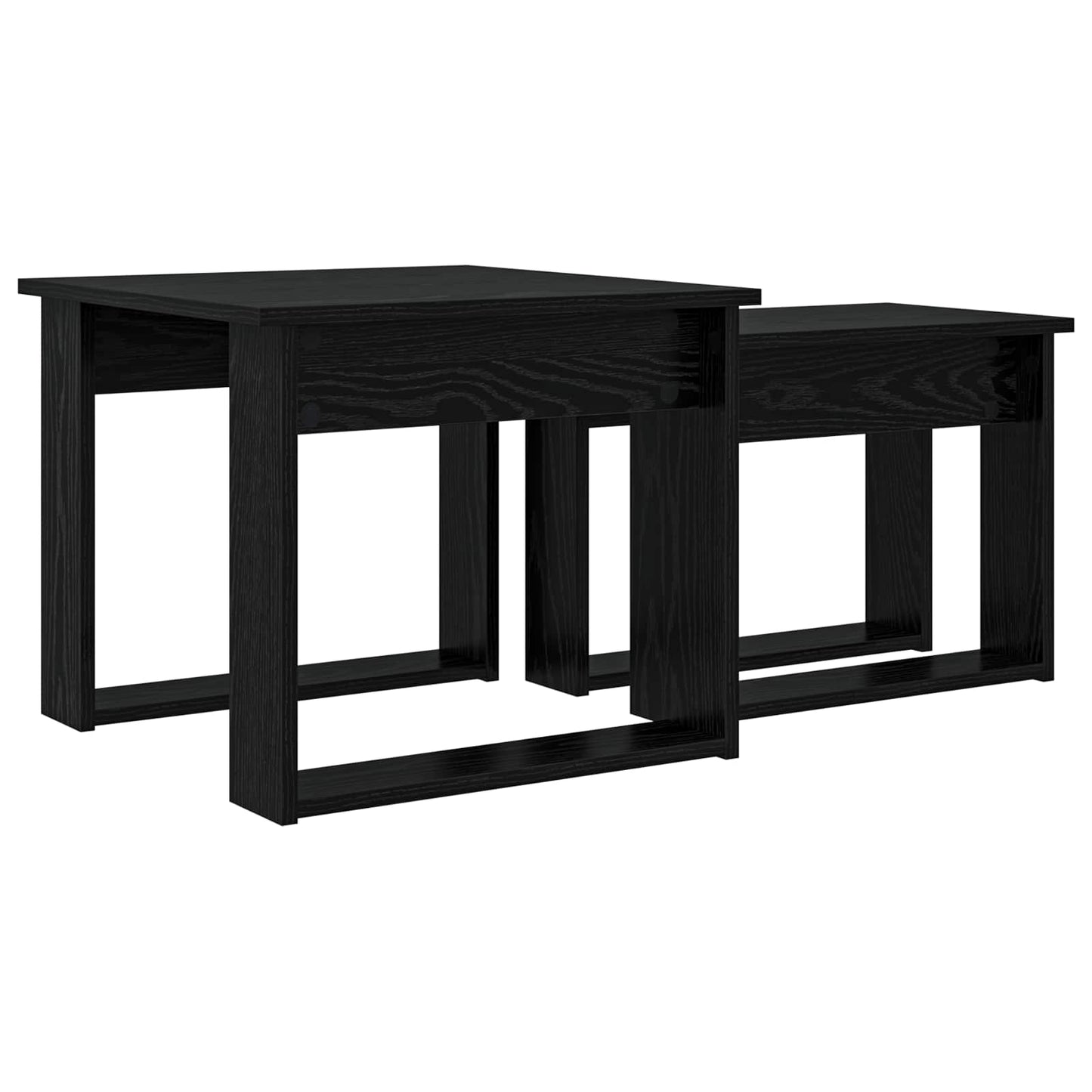 Set di Tavolini da Caffè 2 pcs Rovere Nero Legno multistrato | homemem39