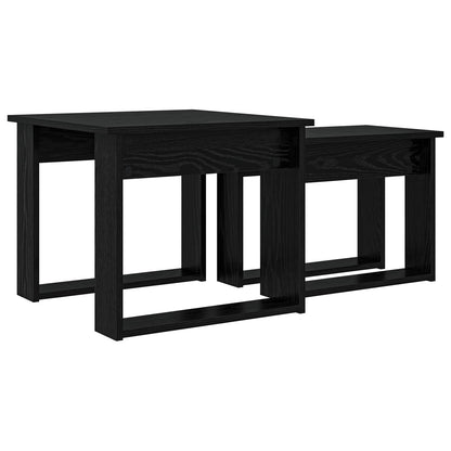 Set di Tavolini da Caffè 2 pcs Rovere Nero Legno multistrato