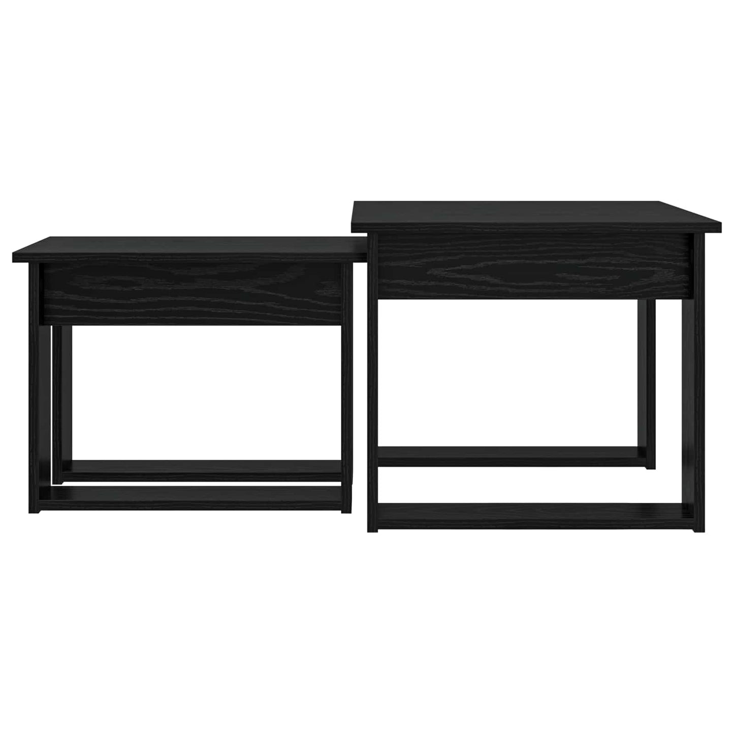 Set di Tavolini da Caffè 2 pcs Rovere Nero Legno multistrato | homemem39