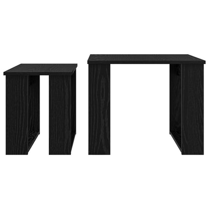 Set di Tavolini da Caffè 2 pcs Rovere Nero Legno multistrato | homemem39