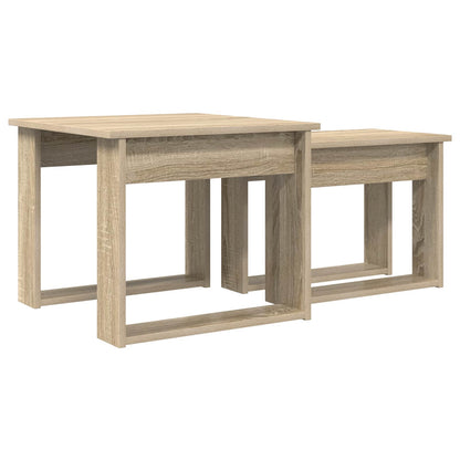Set di Tavolini da Caffè 2 pcs Rovere Sonoma Legno multistrato | homemem39