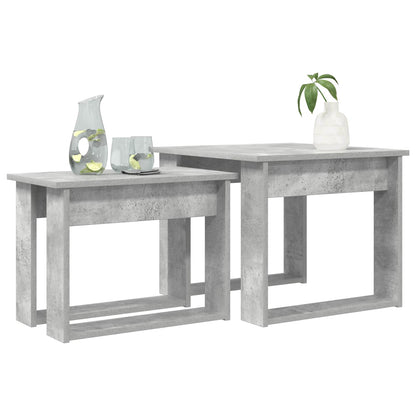 Set di Tavolini da Caffè 2 pcs Grigio cemento Legno multistrato | homemem39