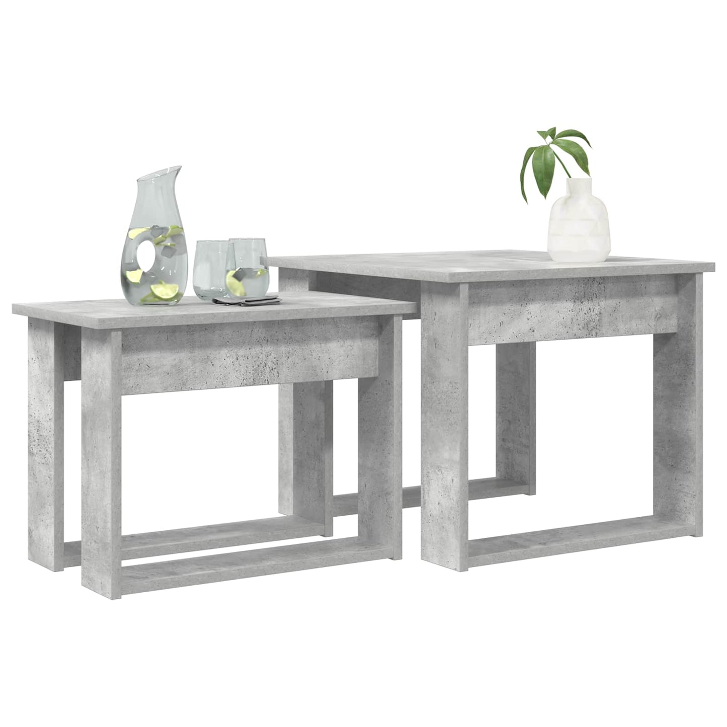 Set di Tavolini da Caffè 2 pcs Grigio cemento Legno multistrato