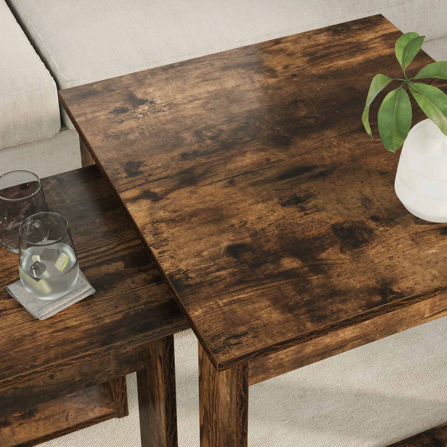 Set di Tavolini da Caffè 2 pcs Rovere fumé Legno multistrato | homemem39