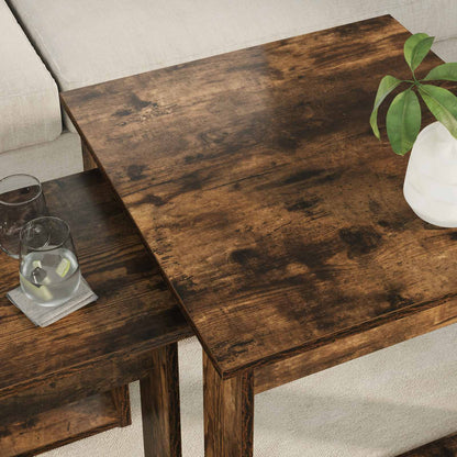 Set di Tavolini da Caffè 2 pcs Rovere fumé Legno multistrato | homemem39