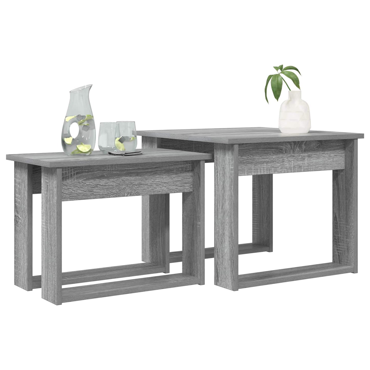 Set di Tavolini da Caffè 2 pcs Grigio Sonoma Legno multistrato | homemem39