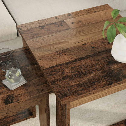 Set di Tavolini da Caffè 2 pcs Legno vecchio Legno multistrato | homemem39