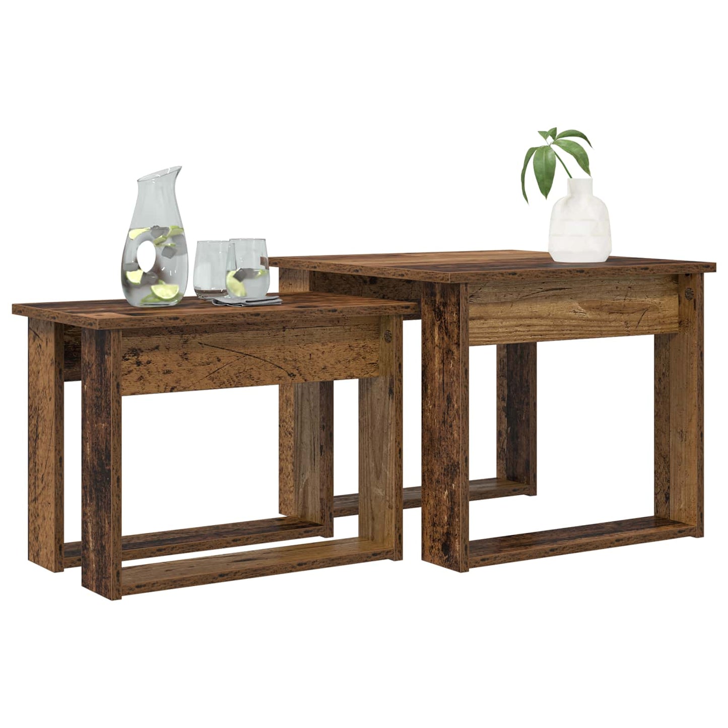 Set di Tavolini da Caffè 2 pcs Legno vecchio Legno multistrato | homemem39