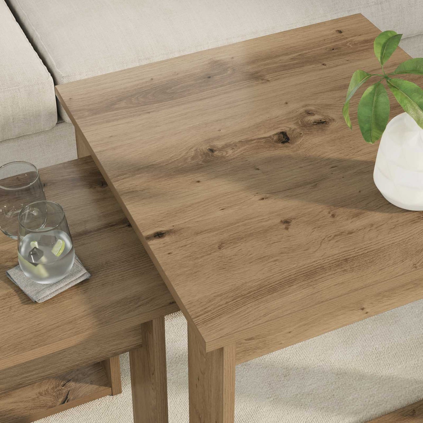 Set di Tavolini da Caffè 2 pcs Rovere artigianale | homemem39