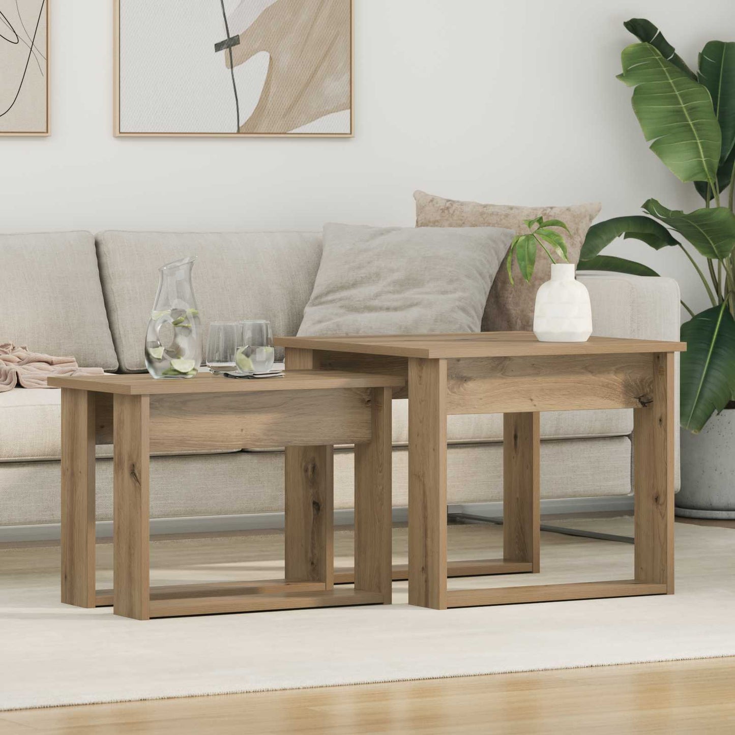 Set di Tavolini da Caffè 2 pcs Rovere artigianale | homemem39