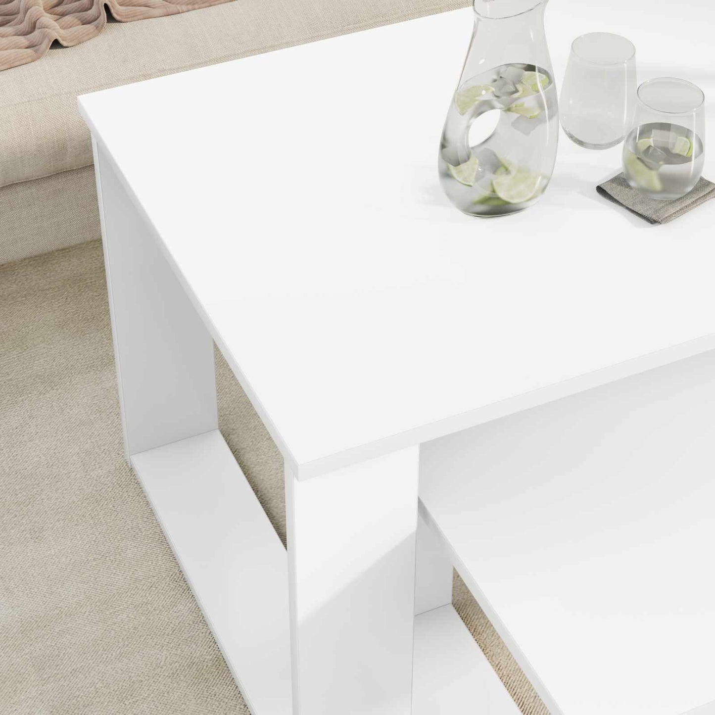 Set di Tavolini da Caffè 2 pcs Bianco Legno multistrato | homemem39