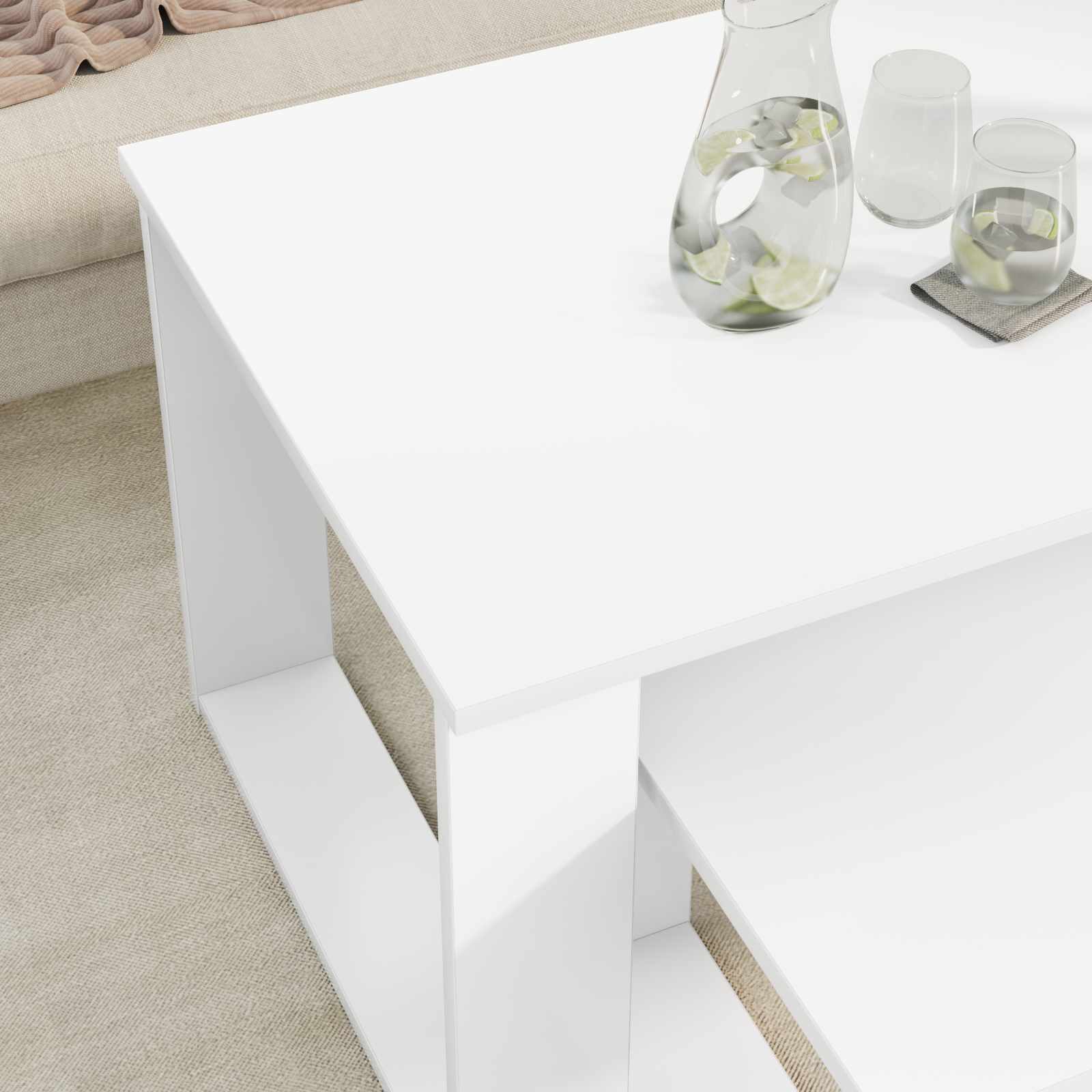 Set di Tavolini da Caffè 2 pcs Bianco Legno multistrato | homemem39