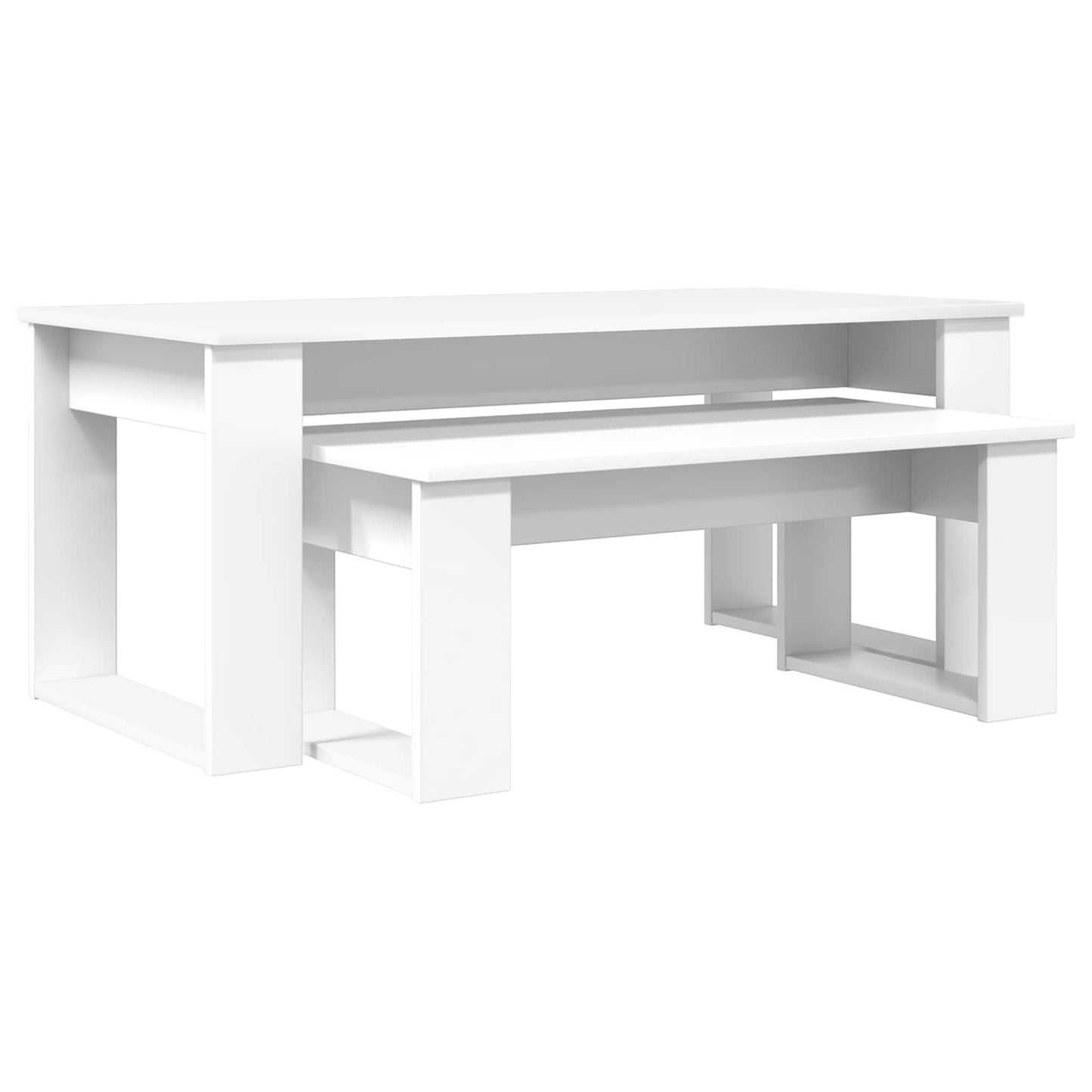 Set di Tavolini da Caffè 2 pcs Bianco Legno multistrato | homemem39