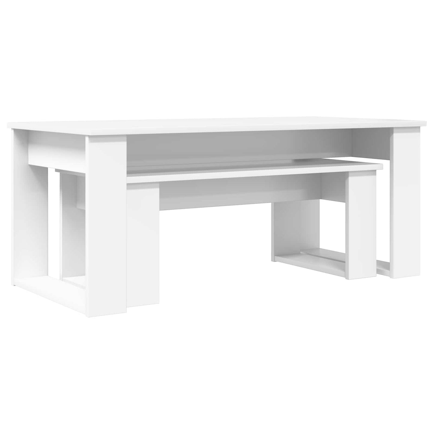 Set di Tavolini da Caffè 2 pcs Bianco Legno multistrato | homemem39