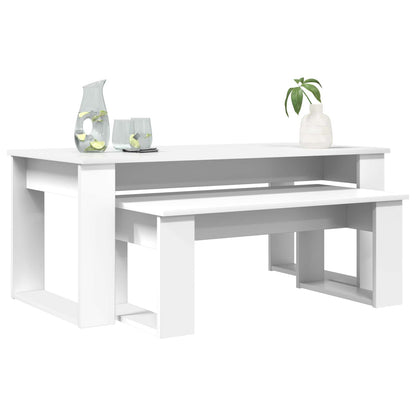 Set di Tavolini da Caffè 2 pcs Bianco Legno multistrato | homemem39