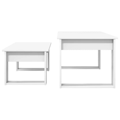 Set di Tavolini da Caffè 2 pcs Bianco Legno multistrato | homemem39