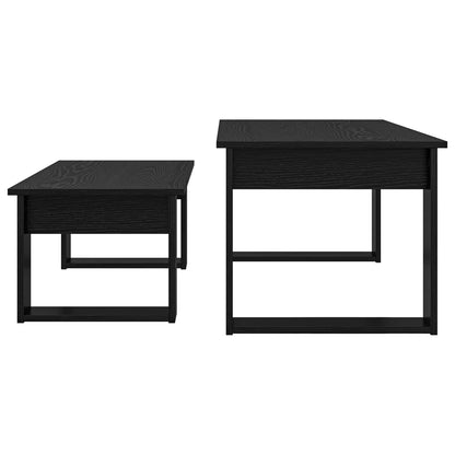 Set di Tavolini da Caffè 2 pcs Rovere Nero Legno multistrato | homemem39