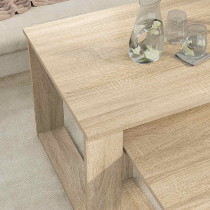 Set di Tavolini da Caffè 2 pcs Rovere Sonoma Legno multistrato | homemem39