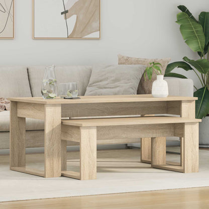 Set di Tavolini da Caffè 2 pcs Rovere Sonoma Legno multistrato | homemem39