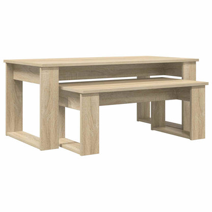 Set di Tavolini da Caffè 2 pcs Rovere Sonoma Legno multistrato | homemem39