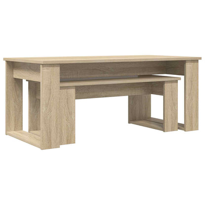 Set di Tavolini da Caffè 2 pcs Rovere Sonoma Legno multistrato | homemem39