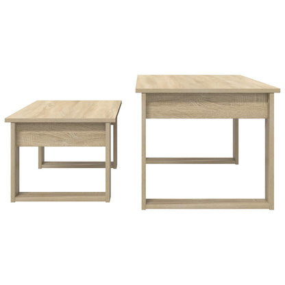 Set di Tavolini da Caffè 2 pcs Rovere Sonoma Legno multistrato | homemem39