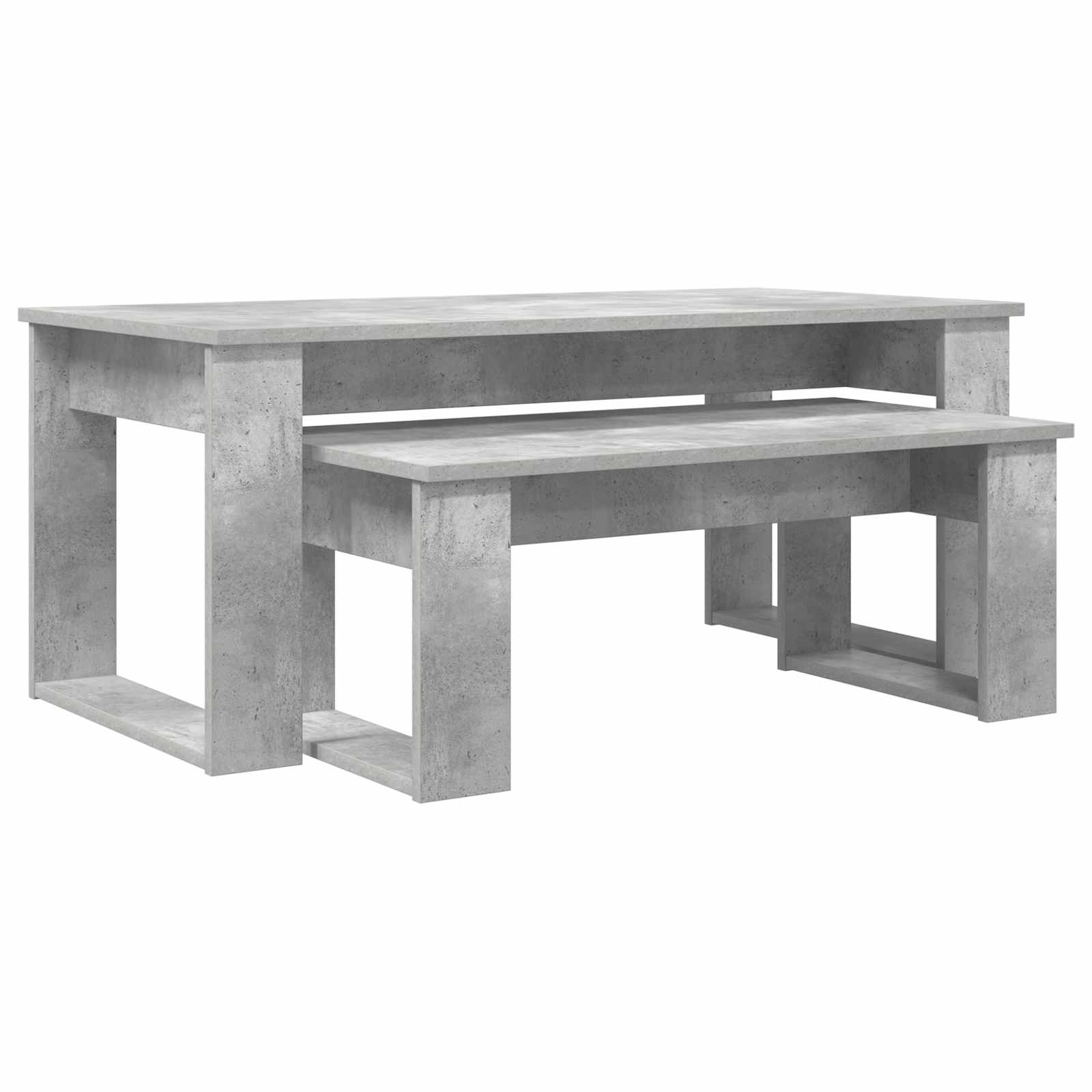 Set di Tavolini da Caffè 2 pcs Grigio cemento Legno multistrato | homemem39
