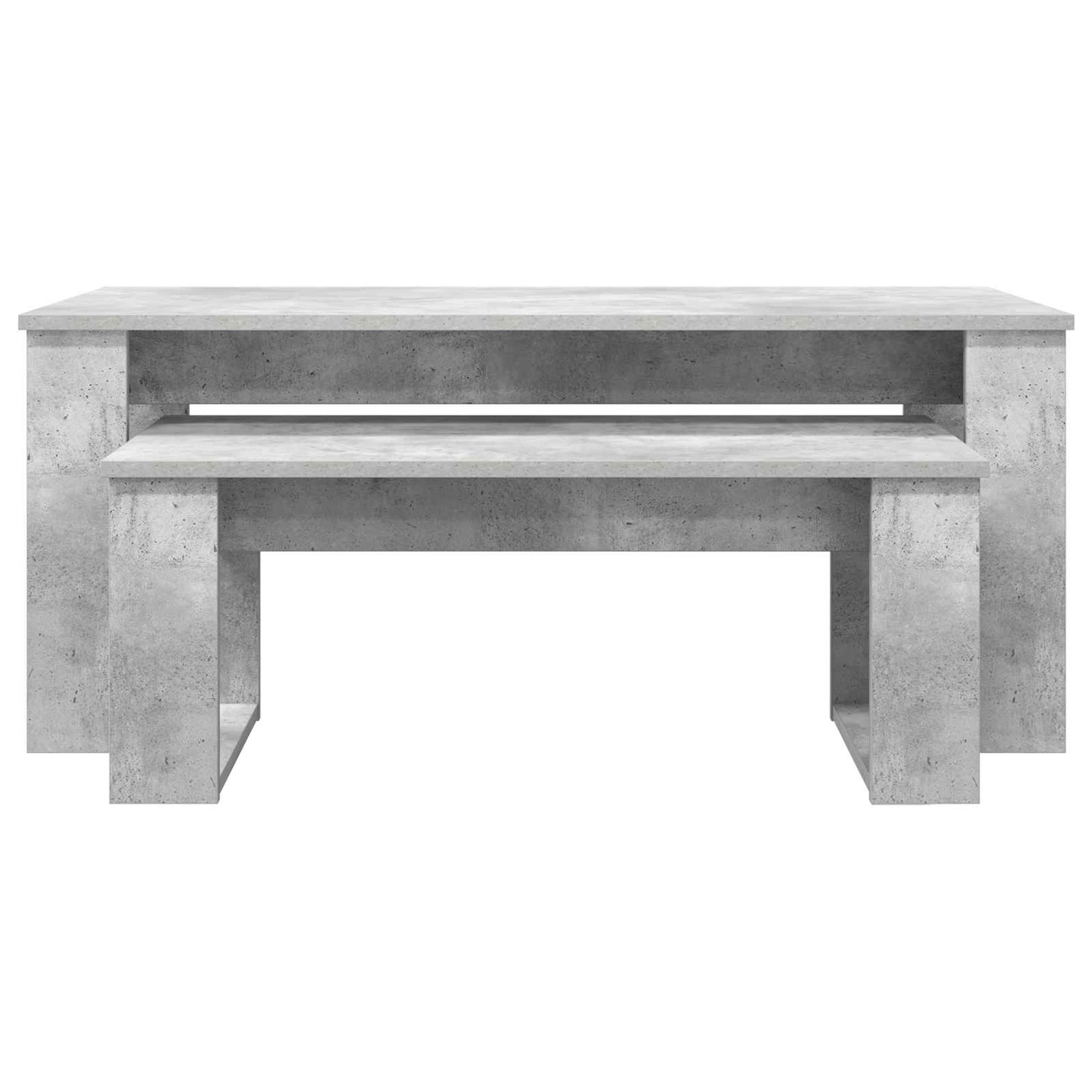 Set di Tavolini da Caffè 2 pcs Grigio cemento Legno multistrato | homemem39