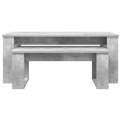 Set di Tavolini da Caffè 2 pcs Grigio cemento Legno multistrato | homemem39