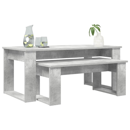 Set di Tavolini da Caffè 2 pcs Grigio cemento Legno multistrato | homemem39