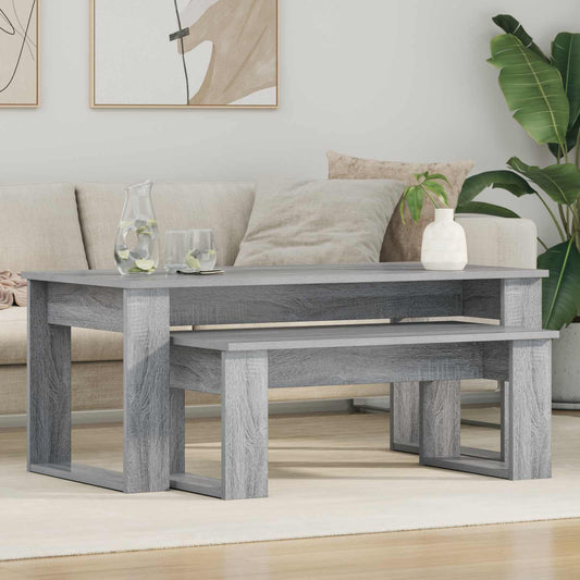 Set di Tavolini da Caffè 2 pcs Grigio Sonoma Legno multistrato | homemem39