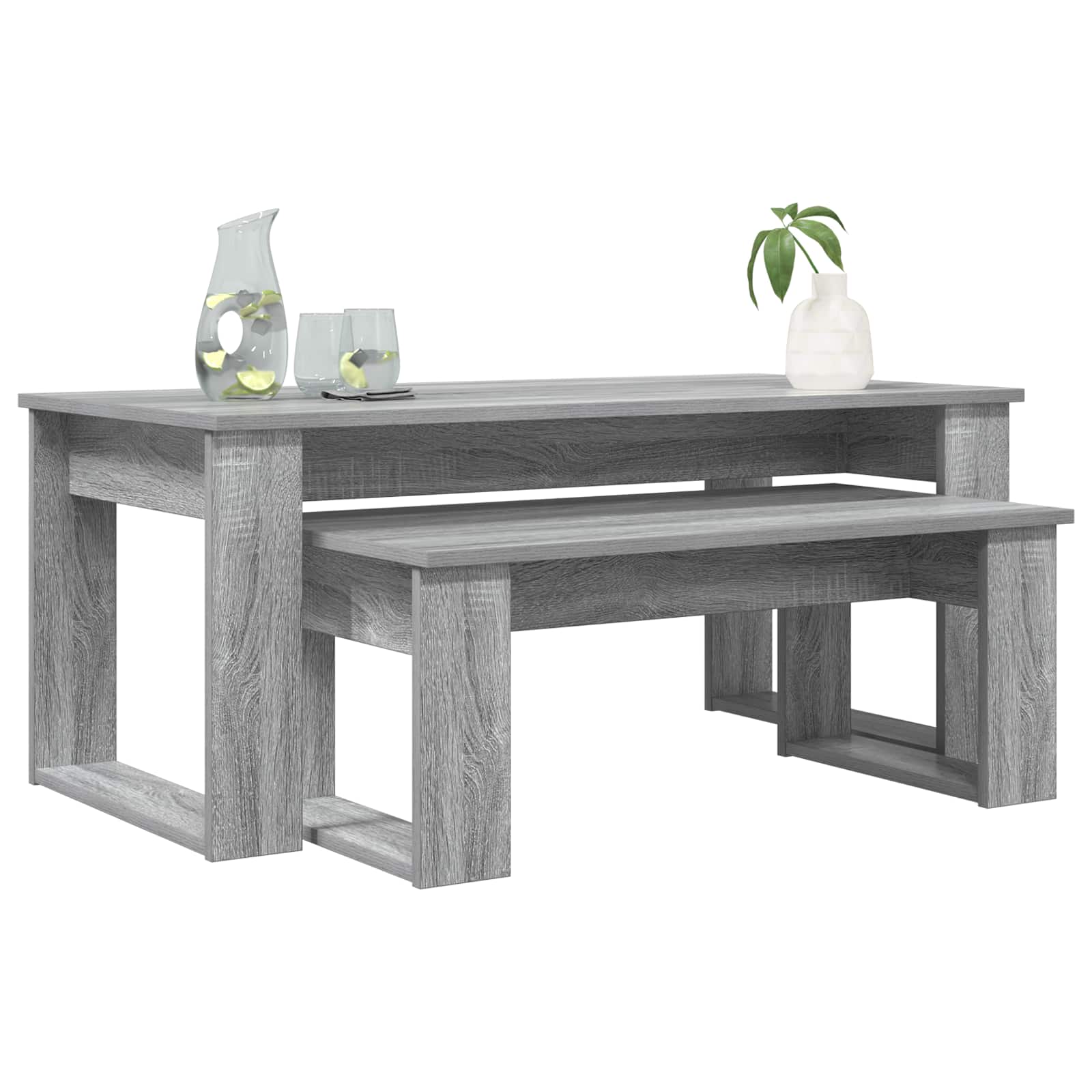 Set di Tavolini da Caffè 2 pcs Grigio Sonoma Legno multistrato | homemem39