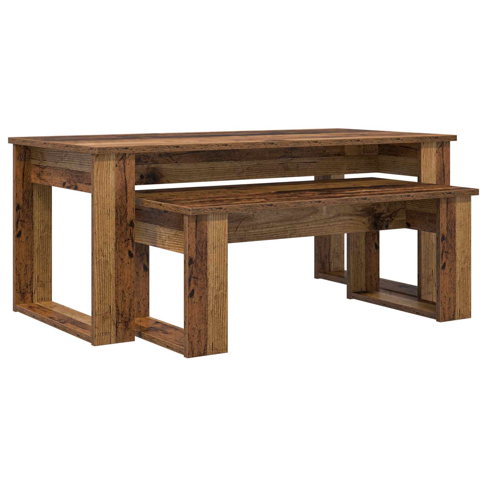 Set di Tavolini da Caffè 2 pcs Legno vecchio Legno multistrato | homemem39