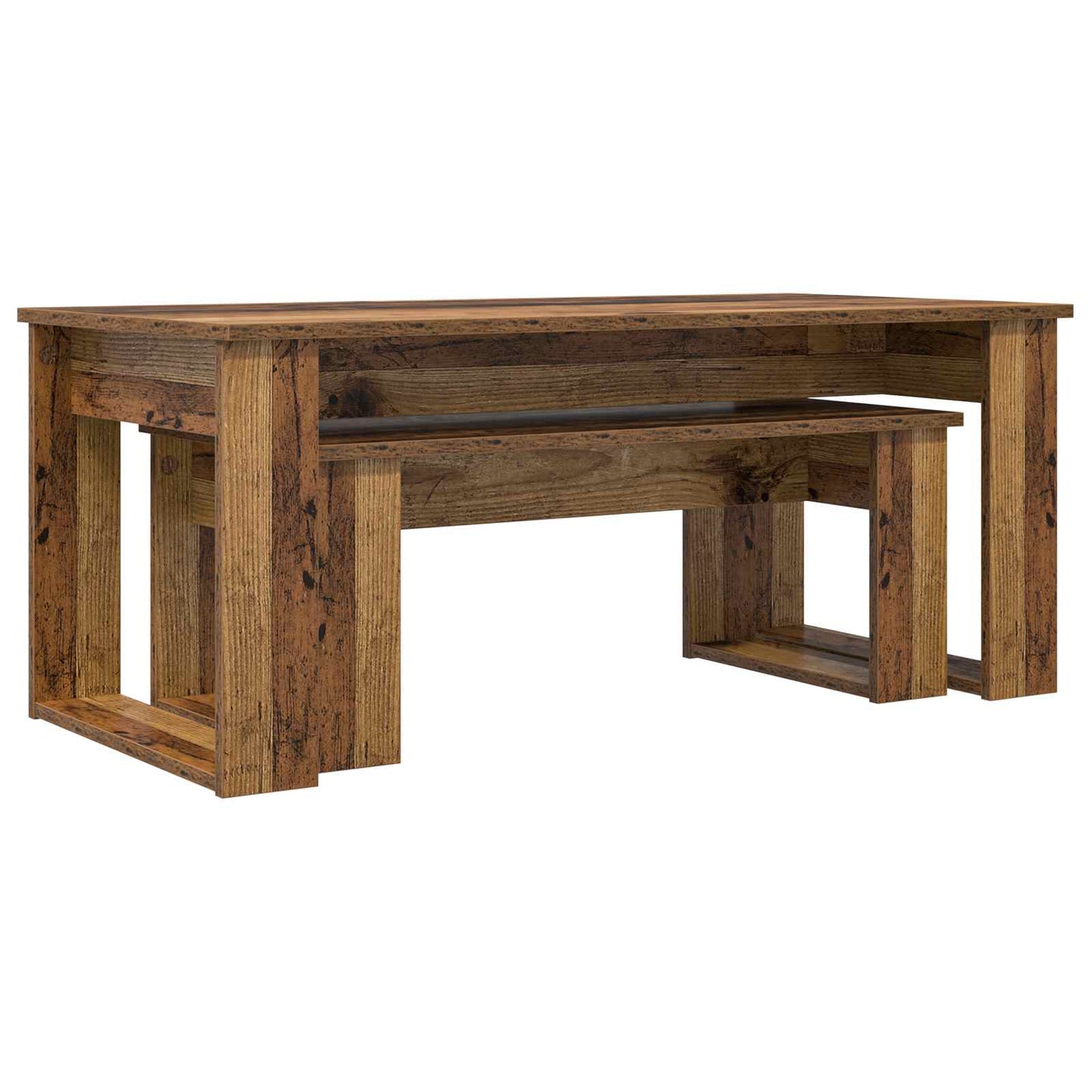 Set di Tavolini da Caffè 2 pcs Legno vecchio Legno multistrato | homemem39