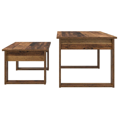 Set di Tavolini da Caffè 2 pcs Legno vecchio Legno multistrato | homemem39