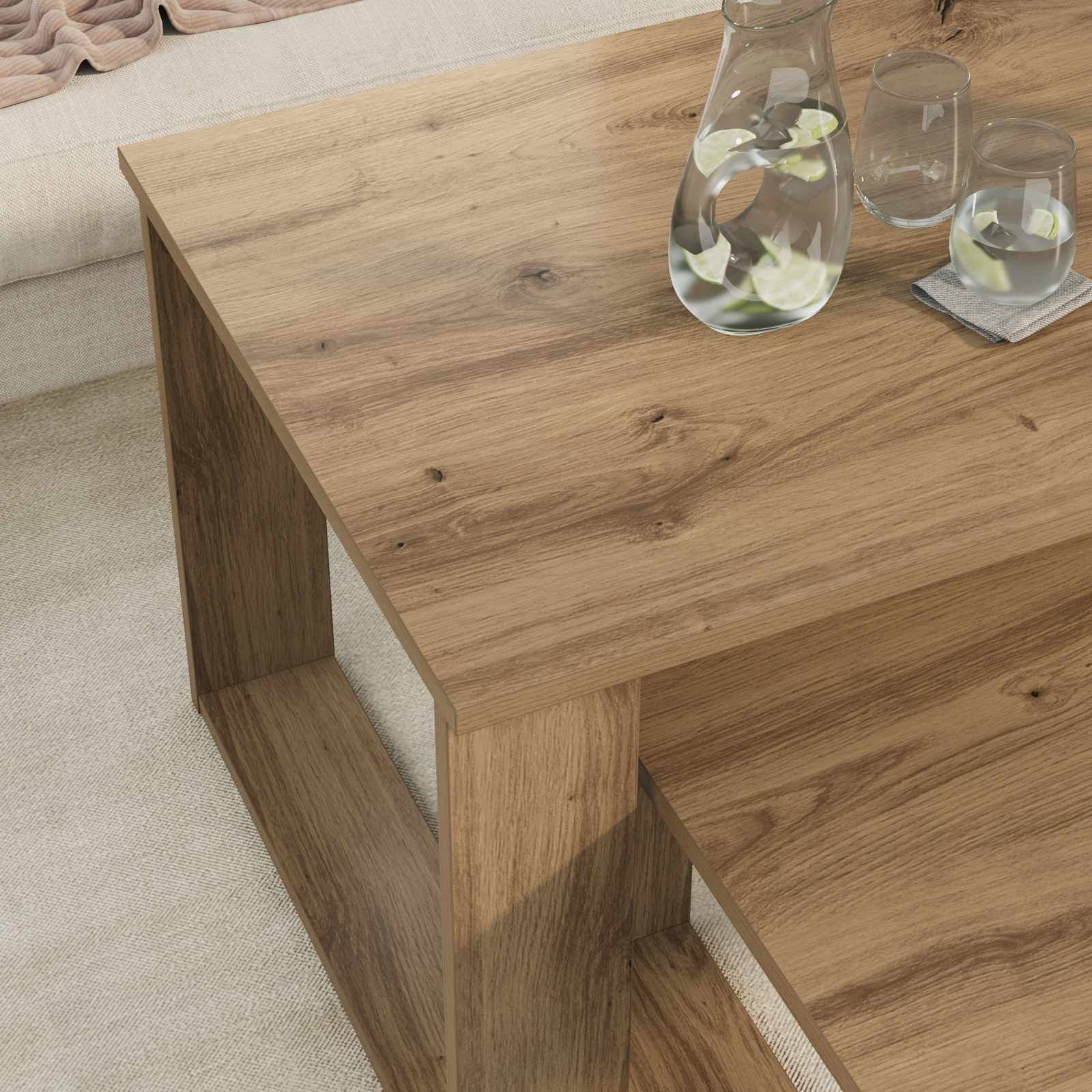 Set di Tavolini da Caffè 2 pcs Rovere artigianale | homemem39