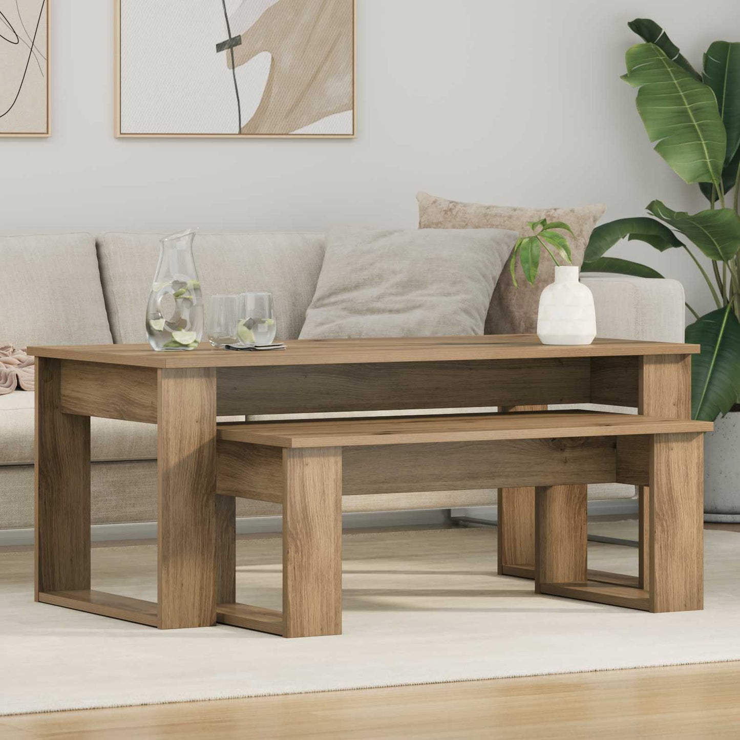Set di Tavolini da Caffè 2 pcs Rovere artigianale | homemem39