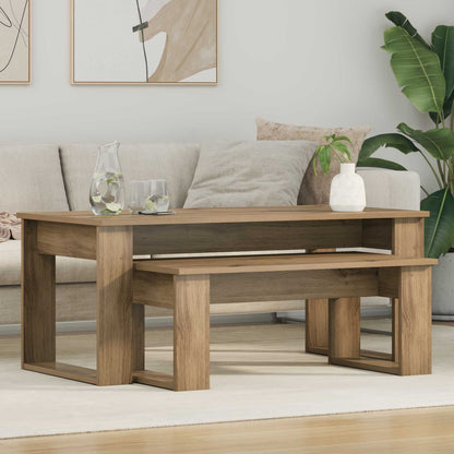 Set di Tavolini da Caffè 2 pcs Rovere artigianale | homemem39