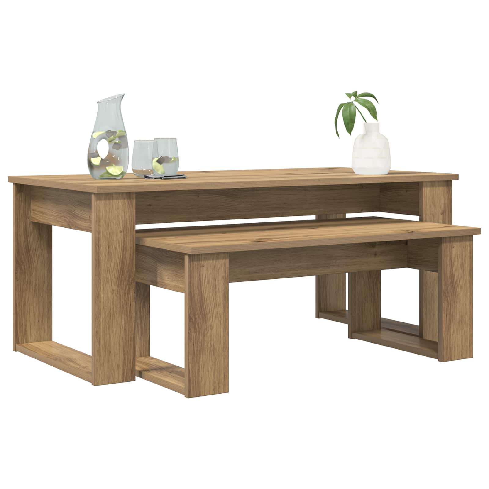 Set di Tavolini da Caffè 2 pcs Rovere artigianale | homemem39
